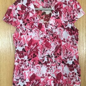 Button front cap sleeve blouse